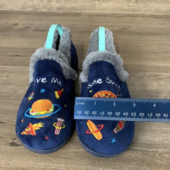 Wonder Nation Boys Size 13-1 Fur Slipper Pizza Burger Give Me Some Space Suede - Picture 3 of 11